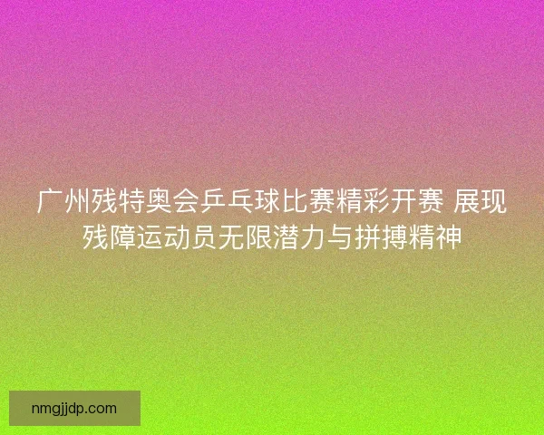 广州残特奥会乒乓球比赛精彩开赛 展现残障运动员无限潜力与拼搏精神